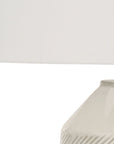 33" Ivory Ceramic Geometric Table Lamp With Cream Drum Shade