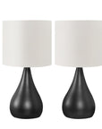 Set of Two 18" Black Metal Round Table Lamps With Ivory Drum Shade