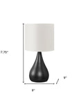 Set of Two 18" Black Metal Round Table Lamps With Ivory Drum Shade