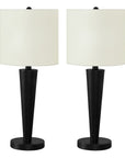 Set of Two 24" Black Metal Candlestick USB Table Lamps With Ivory Drum Shade