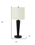 Set of Two 24" Black Metal Candlestick USB Table Lamps With Ivory Drum Shade