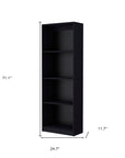 71" Black Wood Four Tier Bookcase