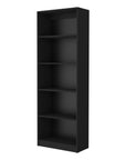 71" Black Wood Five Tier Bookcase