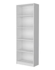 71" White Wood Five Tier Bookcase