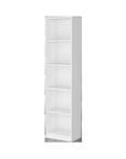 71" White Wood Five Tier Bookcase