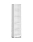 71" White Wood Five Tier Bookcase