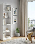 71" White Wood Five Tier Bookcase