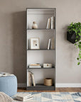 71" Gray And White Wood Four Tier Bookcase