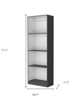71" Gray And White Wood Four Tier Bookcase