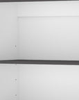 71" Gray And White Wood Three Tier Bookcase with Two Doors