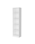 71" White Wood Five Tier Bookcase