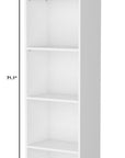 71" White Wood Five Tier Bookcase