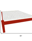 Red Solid Wood Queen Bed Frame