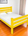 Yellow Solid Wood Queen Bed Frame