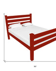 Red Solid Wood Queen Bed Frame