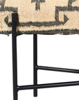 48" Cream and Black Cotton Blend Upholstered Southwest Bench