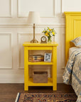 28" Yellow Solid Wood Nightstand