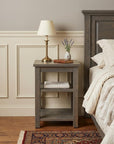 28" Gray Solid Wood Nightstand
