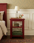 28" Red Solid Wood Nightstand