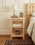 28" Tan Solid Wood Nightstand