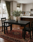 60" Black Solid Wood Dining Table