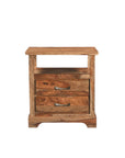 27" Brown Solid Wood Two Drawer Nightstand