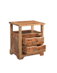 27" Brown Solid Wood Two Drawer Nightstand