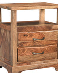 27" Brown Solid Wood Two Drawer Nightstand
