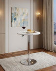 24" White and Silver Rounded Wood and Iron Bar Table