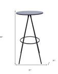 31" Black Rounded Wood and Iron Bar Table