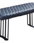 47" Dark Gray and Black Faux Leather Upholstered Dining Bench