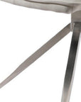 Set of Two Gray And Silver Tufted Faux Leather And Stainless Steel Swivel Dining Side Chairs