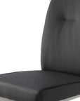 Set of Two Gray And Silver Tufted Faux Leather And Stainless Steel Dining Side Chairs