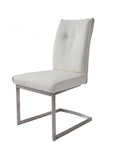 Set of Two Gray And Silver Tufted Faux Leather And Stainless Steel Dining Side Chairs