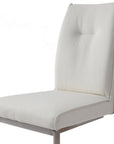 Set of Two Gray And Silver Tufted Faux Leather And Stainless Steel Dining Side Chairs
