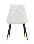 Set of Two White Black And Gold Fabric And Metal Dining Side Chairs