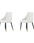 Set of Two White Black And Gold Fabric And Metal Dining Side Chairs