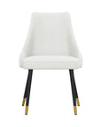 Set of Two White Black And Gold Fabric And Metal Dining Side Chairs