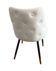 Set of Two White Black And Gold Fabric And Metal Dining Side Chairs