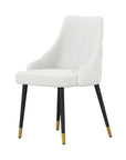 Set of Two White Black And Gold Fabric And Metal Dining Side Chairs