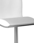 Set of Two White And Silver Faux Leather And Metal Swivel Dining Side Chairs