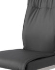 Set of Two Gray And Silver Faux Leather And Stainless Steel Dining Side Chairs