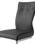 Set of Two Gray And Silver Faux Leather And Stainless Steel Dining Side Chairs