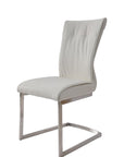 Set of Two Gray And Silver Faux Leather And Stainless Steel Dining Side Chairs