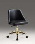 Black and Gold Faux Leather Adjustable Height Swivel Rolling Office Chair