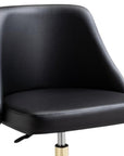 Black and Gold Faux Leather Adjustable Height Swivel Rolling Office Chair