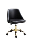 Black and Gold Faux Leather Adjustable Height Swivel Rolling Office Chair