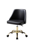 Black and Gold Faux Leather Adjustable Height Swivel Rolling Office Chair