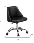 Black and Silver Faux Leather Adjustable Height Swivel Rolling Office Chair