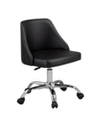 Black and Silver Faux Leather Adjustable Height Swivel Rolling Office Chair